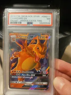 PSA 7 NEAR MINT 2019 Pokemon Hidden Fates CHARIZARD GX SM211 Tin Promo - Image 1