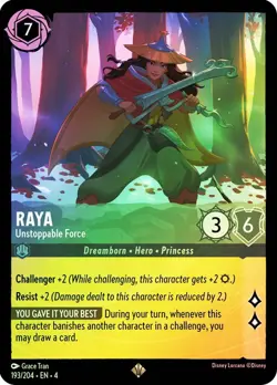 Cold Foil RAYA UNSTOPPABLE FORCE 1x Rare Disney Lorcana NM - Image 1
