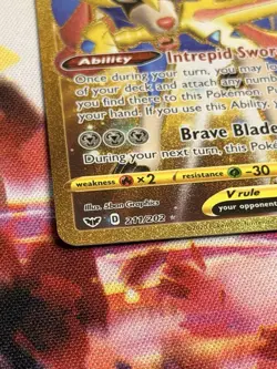 Pokemon Zacian v Holo Gold Card 211/202 Sword & Shield Secret Edition - Image 2