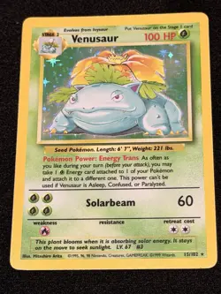Pokemon TCG Venusaur Base Set Holo Unlimited Rare Card 15/102 - Image 1