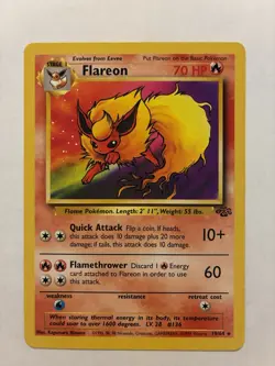 Pokemon TCG 1999 Flareon 19/64 Jungle Unlimited Non-Holo Rare Vintage LP ✨ - Image 1