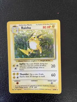 Raichu #14/102 Pokemon Base Set unlimited Holo rare 1999 LP Wizards of the Coast - Image 1