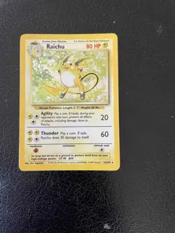 Raichu #14/102 Pokemon Base Set unlimited Holo rare 1999 LP Wizards of the Coast - Image 3