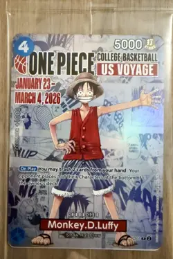 One Piece Monkey D. Luffy US Voyage College Basketball Promo Card SEALED - Image 1