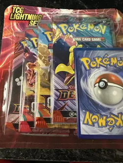 Pokemon TCG Lightning Set 4 Packs + 1 Bonus Card! Brand New/Sealed! - Image 1