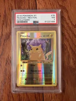 2016 Pokemon XY Evolutions Pikachu #35 Reverse Foil Holo PSA 7 - Image 1