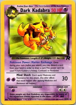 Team Rocket #39/82 Dark Kadabra Pokemon Moderately Played - Image 1