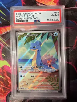 2025 POKEMON DRI EN-DESTINED RIVALS ILLUSTRATION RARE #194 MISTY'S LAPRAS PSA 8 - Image 1