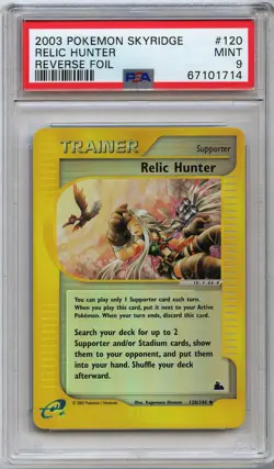 Pokemon PSA 9 Mint Relic Hunter Reverse Holo 120/144 Skyridge - Image 1