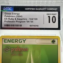 Pokemon TCG Grass Energy 104/ 109 Professor Program 04-05 Stamp CGC GEM 10 - Image 4