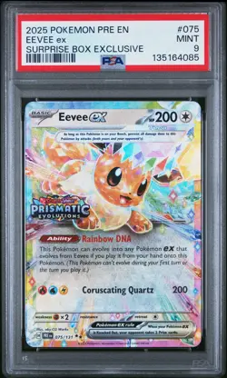 2025 POKEMON PRE EN-PRISMATIC EVOLUTIONS SURPRISE BOX EXCLUSIVE EEVEE EX PSA 9 - Image 1