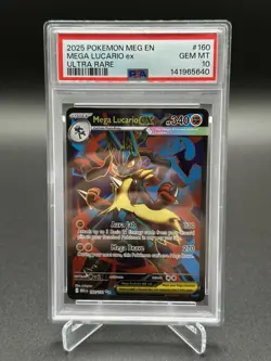 2025 POKEMON MEG EN-MEGA EVOLUTION ULTRA RARE #160 MEGA LUCARIO EX PSA 10 - Image 1