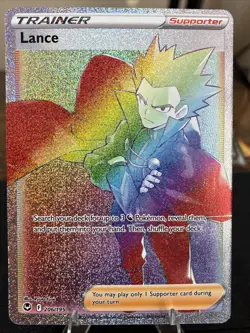 Pokemon TCG Card Lance 206/195 Secret Rainbow Rare Silver Tempest Near Mint NM - Image 1