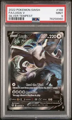 PSA 9 MINT Lugia V (Alternate Full Art) 186/195 Silver Tempest Pokemon Card - Image 1