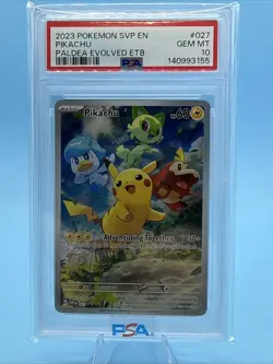 2023 Pokemon Pikachu Promo Card #027 Paldea Evolved Graded PSA 10 GEM MT MINT - Image 1