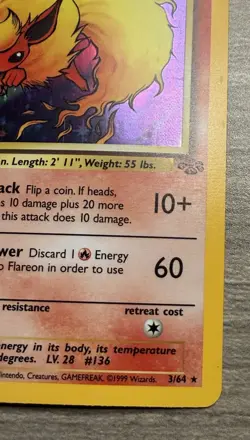 Pokemon TCG Flareon Jungle Holo Rare Card 3/64 LP+ - Image 3