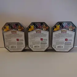 New Factory Sealed Pokemon V Powers Collection Tins Pikachu Eevee Eternatus - Image 2