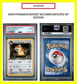 2000 Pokemon (1st Edition) PSA Rocket Dark Raticate 51/82 - From Toys ‘R’ Us 😊 - Image 1