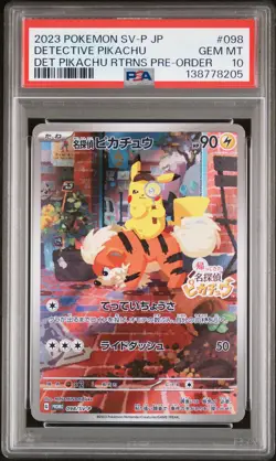 2023 POKEMON JPN SV-P PROMO #098 DETECTIVE PIKACHU PSA 10 - Image 1