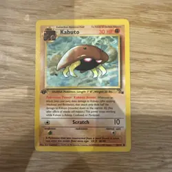 Pokemon TCG Kabuto Fossil 1st Edition Common Card 50/62 LP / Mint Condition - Image 1