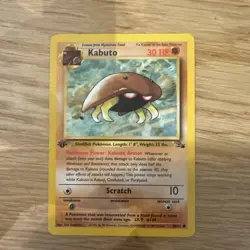 Pokemon TCG Kabuto Fossil 1st Edition Common Card 50/62 LP / Mint Condition - Image 1