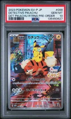 2023 POKEMON JPN SV-P PROMO #098 DETECTIVE PIKACHU PSA 10 - Image 1