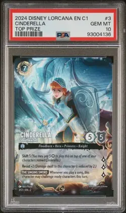 2024 DISNEY LORCANA EN C1-LORCANA CHALLENGE PROMO #3 CINDERELLA TOP PRIZE PSA 10 - Image 1