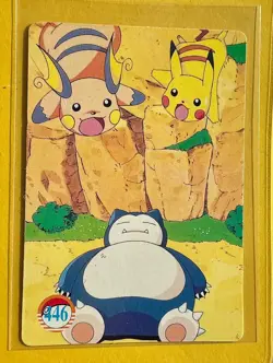 💥 PIKACHU SNORLAX Vintage Prism Holo Sticker Card Anime Collectible Foil 💥 - Image 2