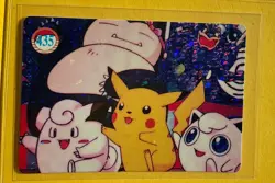 SNORLAX PIKACHU LOUNGE Vintage Prism Holo Sticker Card Anime Collectible Foil - Image 1