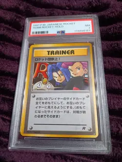 1997 Pokemon Here Comes Team Rocket Japanese Holo Trainer Card PSA 7 Near Mint - Image 1