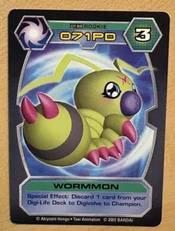 Digimon D-Tector WORMMON Card 2002 Bandai DT-89 ROOKIE, O71PD - Image 1