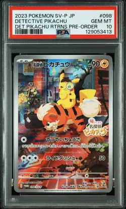2023 POKEMON JPN SV-P PROMO #098 DETECTIVE PIKACHU PSA 10 - Image 1