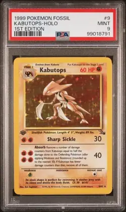 SEQUENTIAL 1999 Pokemon Fossil 1st Edition #9 & #50 - Kabutops & Kabuto PSA 9 - Image 2