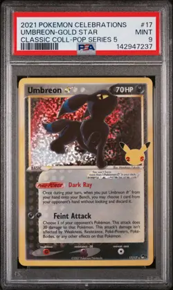 2021 POKEMON CELEBRATIONS CLASSIC COLL #17 UMBREON-GOLD STAR PSA 9 - Image 1