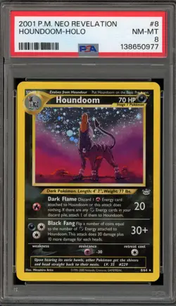 Pokemon Houndoom Neo Revelation Unlimited Holo Rare #8 PSA 8 - Image 1