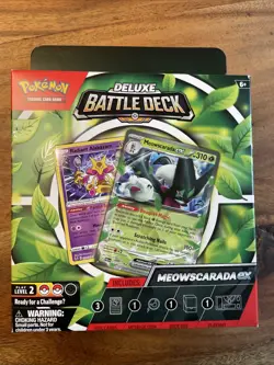Pokemon TCG Meowscarada EX Deluxe Battle Deck - 60 Cards, Coin, Playmat, Box - Image 1