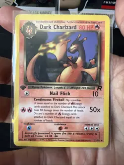 Pokemon TCG Dark Charizard 21/82 Rare Card Vintage Non Holo 1st Edition - Image 1