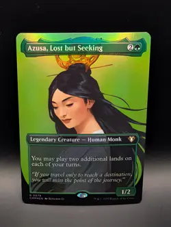 MTG - Azusa, Lost but Seeking - FOIL BORDERLESS - Leg Creature - CMM #679 - Rare - Image 1