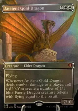 2022 MTG Battle for Baldur's Gate #365 Ancient Gold Dragon Borderless Foil Rare - Image 1