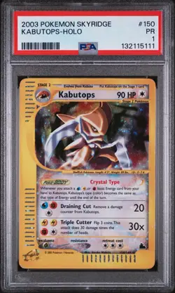 Crystal Kabutops Holo - 150/144 - Skyridge Vintage Pokemon Card - PSA 1 - Image 1