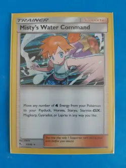 holo Misty's Water Command 63/68 Pokemon card SM Hidden Fates rare NM - Image 1