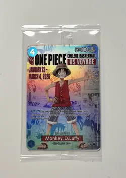 ONE PIECE MONKEY D LUFFY US VOYAGE COLLEGE BASKETBALL CARD SEALED - Image 1