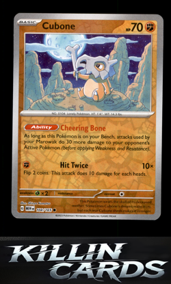 Reverse Holofoil Cubone 104/165 Pokemon Common SV: Scarlet & Violet 151 Card NM - Image 1