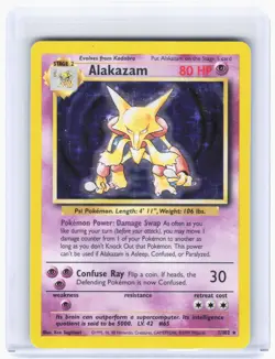1999 Pokemon—Alakazam #1/102 Base Set—Rare Holo [Heavily Played] - Image 1