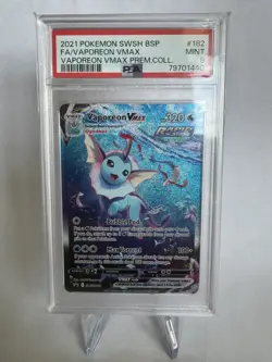 2021 POKEMON SWSH BLACK STAR PROMO #182 FULL ART/VAPOREON VMAX PSA 9 - Image 1