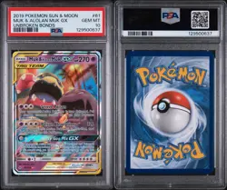 2019 POKEMON UNBROKEN BONDS MUK & ALOLAN MUK GX #61/214 PSA 10 GEM MINT - Image 3