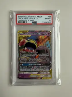 2019 POKEMON UNBROKEN BONDS MUK & ALOLAN MUK GX #61/214 PSA 10 GEM MINT - Image 4