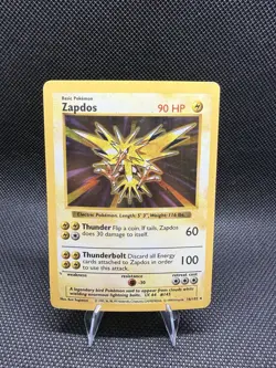 Pokemon Zapdos Base Set Shadowless Holo Rare 016/102 90 HP 1999 LP-MP - Image 1