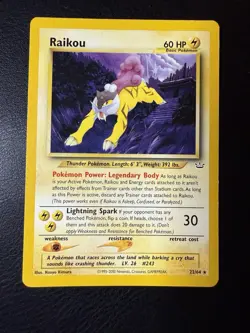 2001 Pokemon - Raikou #22/64 - Neo Revelation Unlimited - Rare - LP - Image 1
