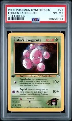 2000 POKEMON GYM HEROES 1ST EDITION #77 ERIKA'S EXEGGCUTE PSA 8 - Image 1